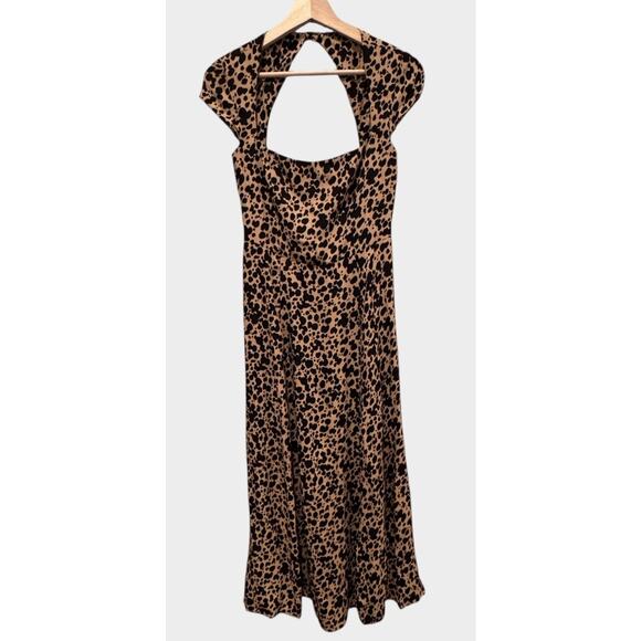 REFORMATION Elton Abstract Animal Print Cutout Midi Dress Size 2